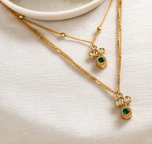 Misha Multilayered Polki Chain Pendant