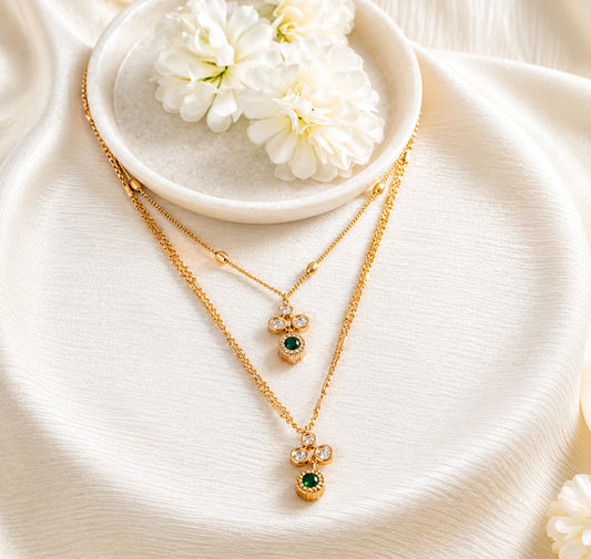 Misha Multilayered Polki Chain Pendant