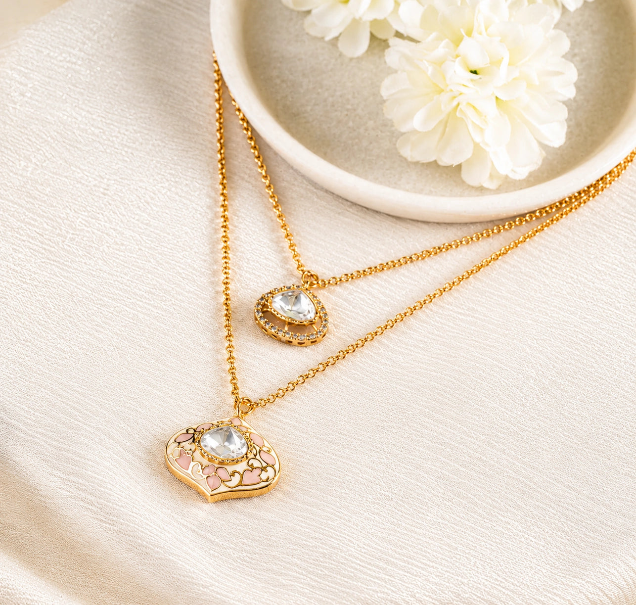 Rivayat Polki Multilayered Chain Pendant
