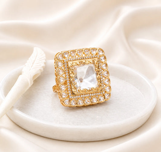 Zika Square Polki Ring
