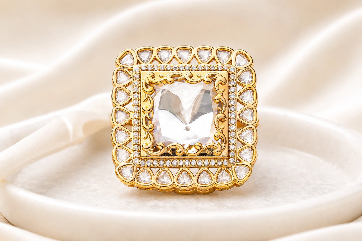 Zika Square Polki Ring