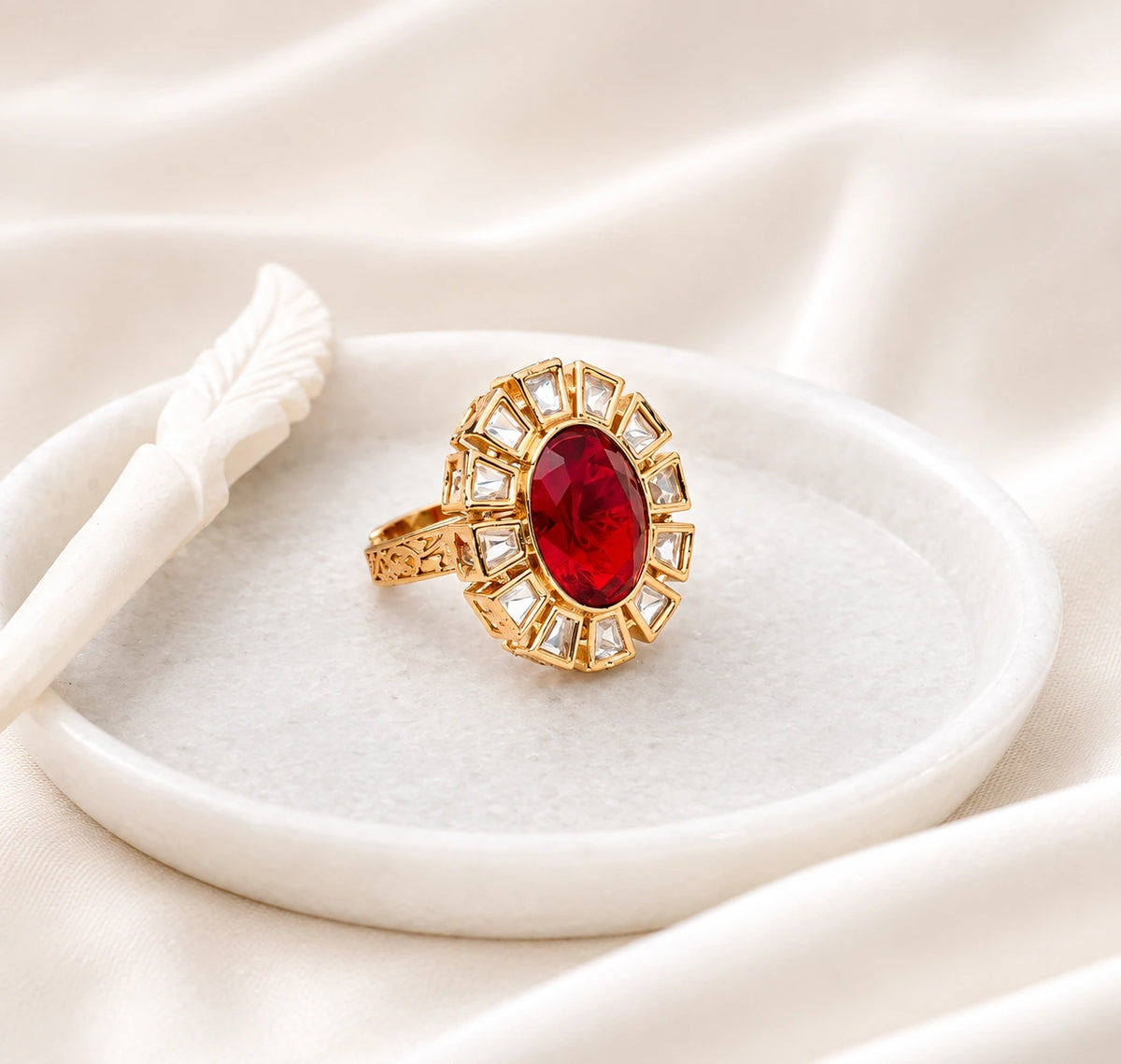 Azma Red Polki Ring