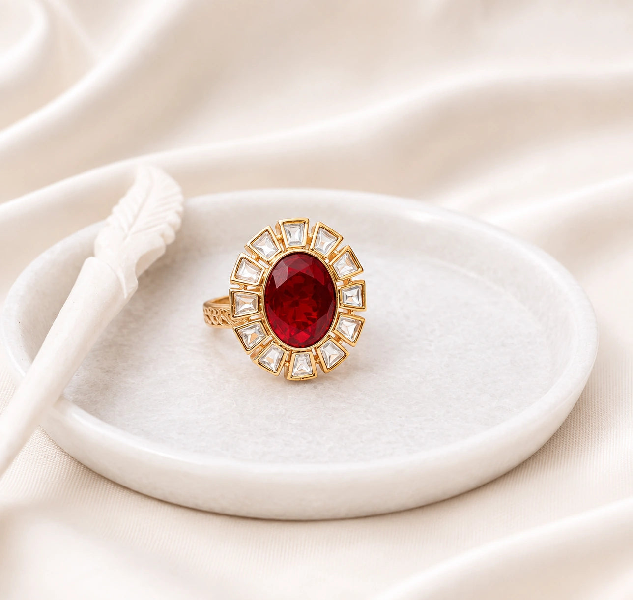 Azma Red Polki Ring