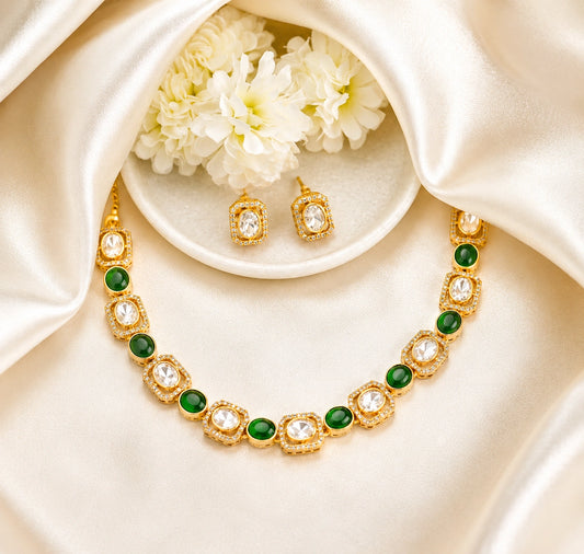 Glint Green Polki Necklace
