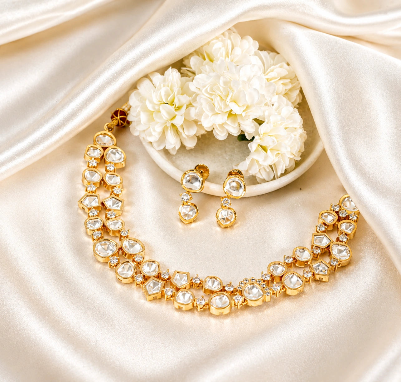 Aasia Double Layered Kundan Necklace