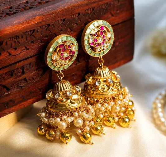 Mahi Multicoloured Jadtar Jhumka