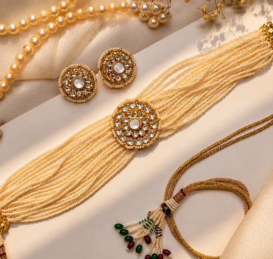 Chandramukhi White Kundan Embellished Necklace