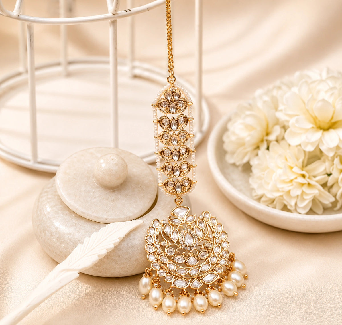 Khwab Polki Pearl Maangtikka