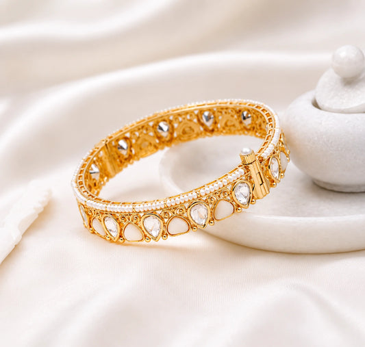 Yuva MOP & Kundan Bangle- Pair of 2