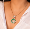 Emerald Green &Mossainite Diamond Style Necklace & Earring Set | Rose Gold Plated