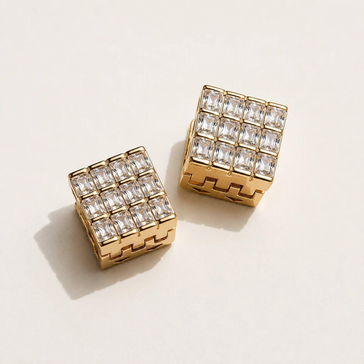 Crystal Grid Hoop Earrings
