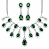 Sparkling Elegant Green Teardrop Faux American Diamond Doublet Necklace