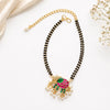 Handcrafted Double Layer Black Bead Hand Mangalsutra with Kundan & Meenakari Elephant Charm