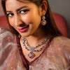 Hydro Red Double Layer American Diamond Necklace Set