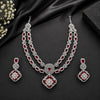 Hydro Red Double Layer American Diamond Necklace Set