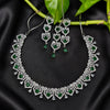 Hydro Green American Diamond Necklace With Mangtika