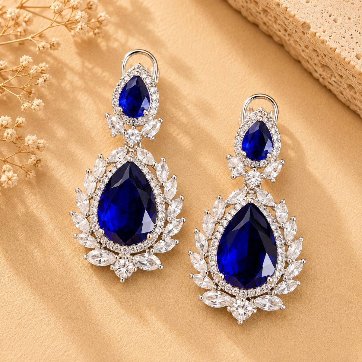 Cubic Zirconia | American Diamond Doublet Stone Dangler Earrings