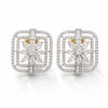 American Diamond Square Shaped Flower Stud Earrings