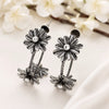 Oversized Flower Hoop Earrings- Black Polish