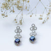 Classic Silver Tone Blue American Diamond Studded Set For Women