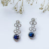 Classic Silver Tone Blue American Diamond Studded Set For Women