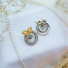 Dual Peacock Oxidized Silver-Gold Temple Earring