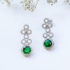 Classic Silver Tone Green American Diamond Studded Set For Women