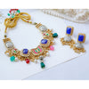 Handmade Multicolor Kundan Necklace Set with Butterfly Motif & Antique Coins – Festive Statement Jewellery