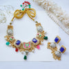 Handmade Multicolor Kundan Necklace Set with Butterfly Motif & Antique Coins – Festive Statement Jewellery