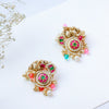Handcrafted Multicolor Kundan Stud Earrings with Pearl Drops – Ethnic Festive Jewelry