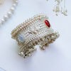 Oxidized Silver Kada with Pearl Bead Border