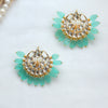 Mint Green Kundan Chandbali Earrings
