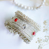 Antique Silver-Plated Cuff Bangle with Ghungroo