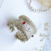 Antique Silver-Plated Cuff Bangle with Ghungroo