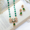 Emerald Green Kundan Necklace Set with Pear Drop Earrings