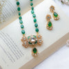 Emerald Green Kundan Necklace Set with Pear Drop Earrings