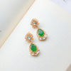 Emerald Green Kundan Necklace Set with Pear Drop Earrings