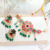 Traditional Paachi Kundan Necklace Set with Green Beads – Bridal Jewellery for Weddings