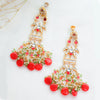 Traditional Peacock Red Beaded Kundan Necklace and Earring Set – Festive Ethnic Jewellery