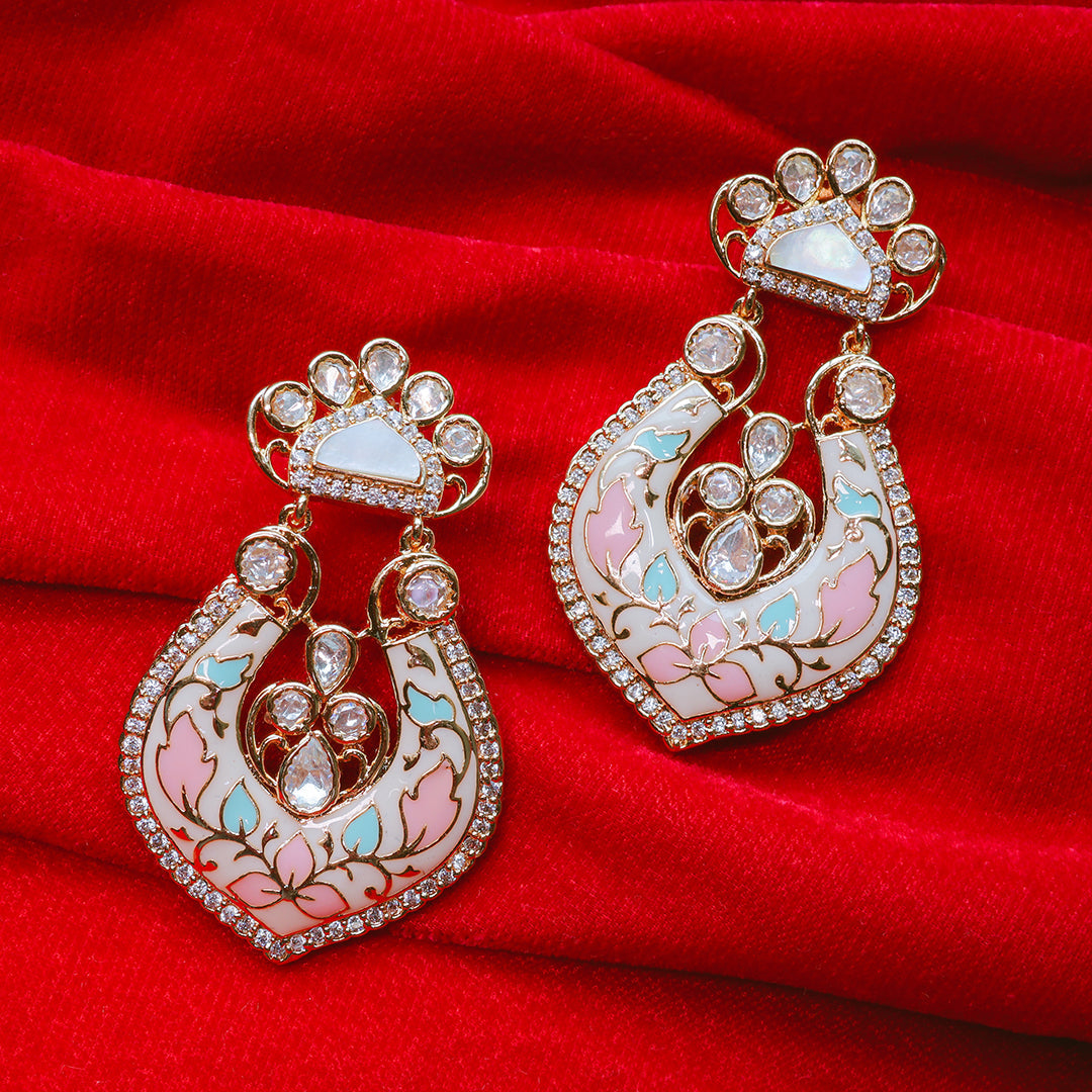 Designer Chanbali Earrings In Meenakari Work | Statement Kundan Earrings