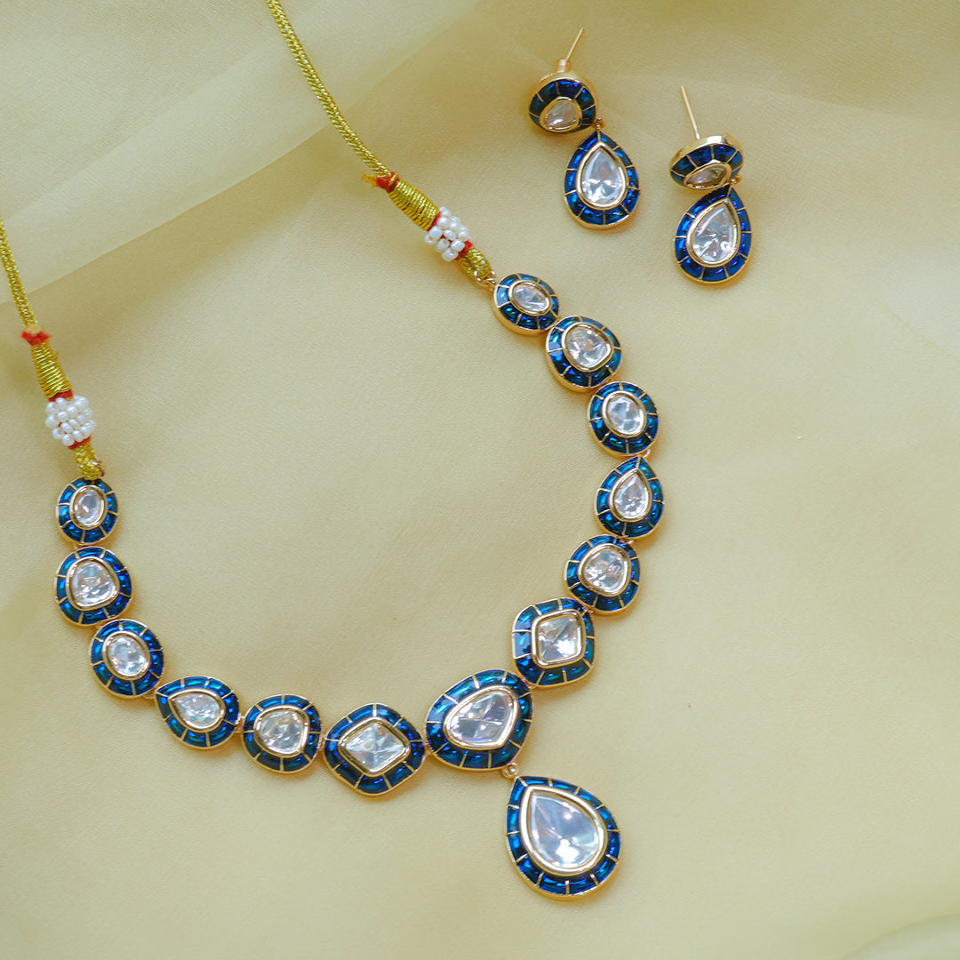 Elegant Mossainite Necklace Set with Earrings