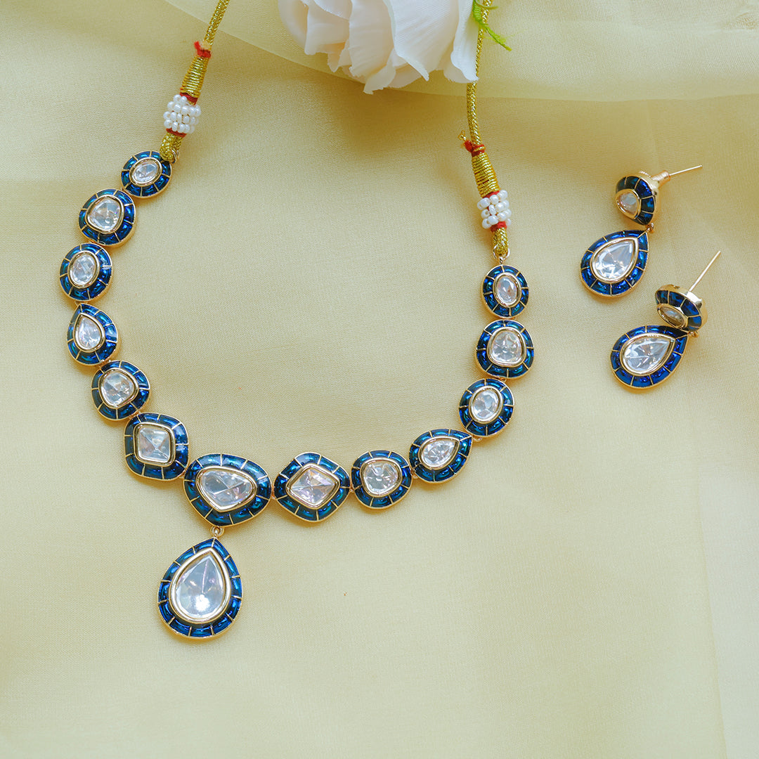 Elegant Mossainite Necklace Set with Earrings