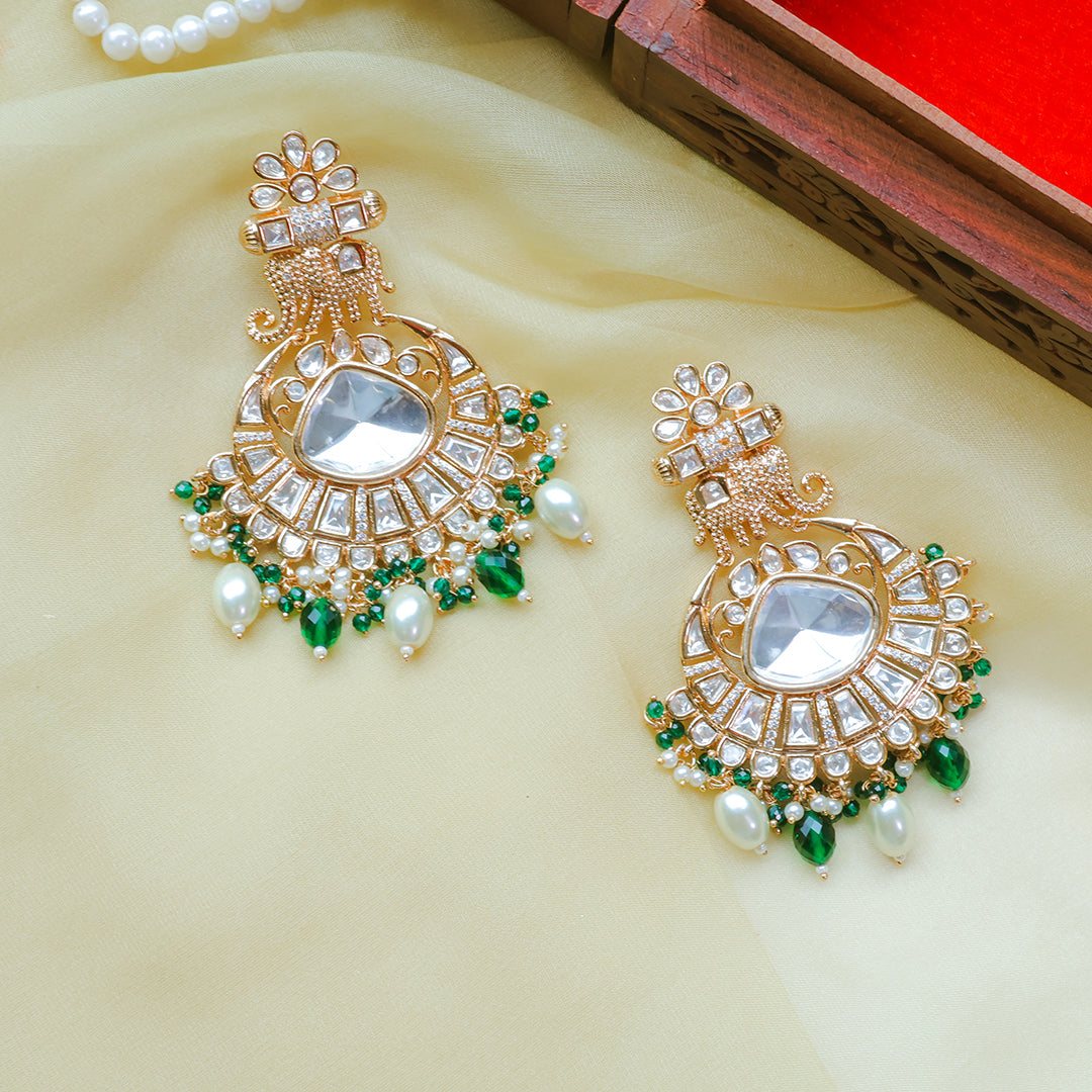 Designer Elephant Kundan Earrings | Traditional Indian Jewelry