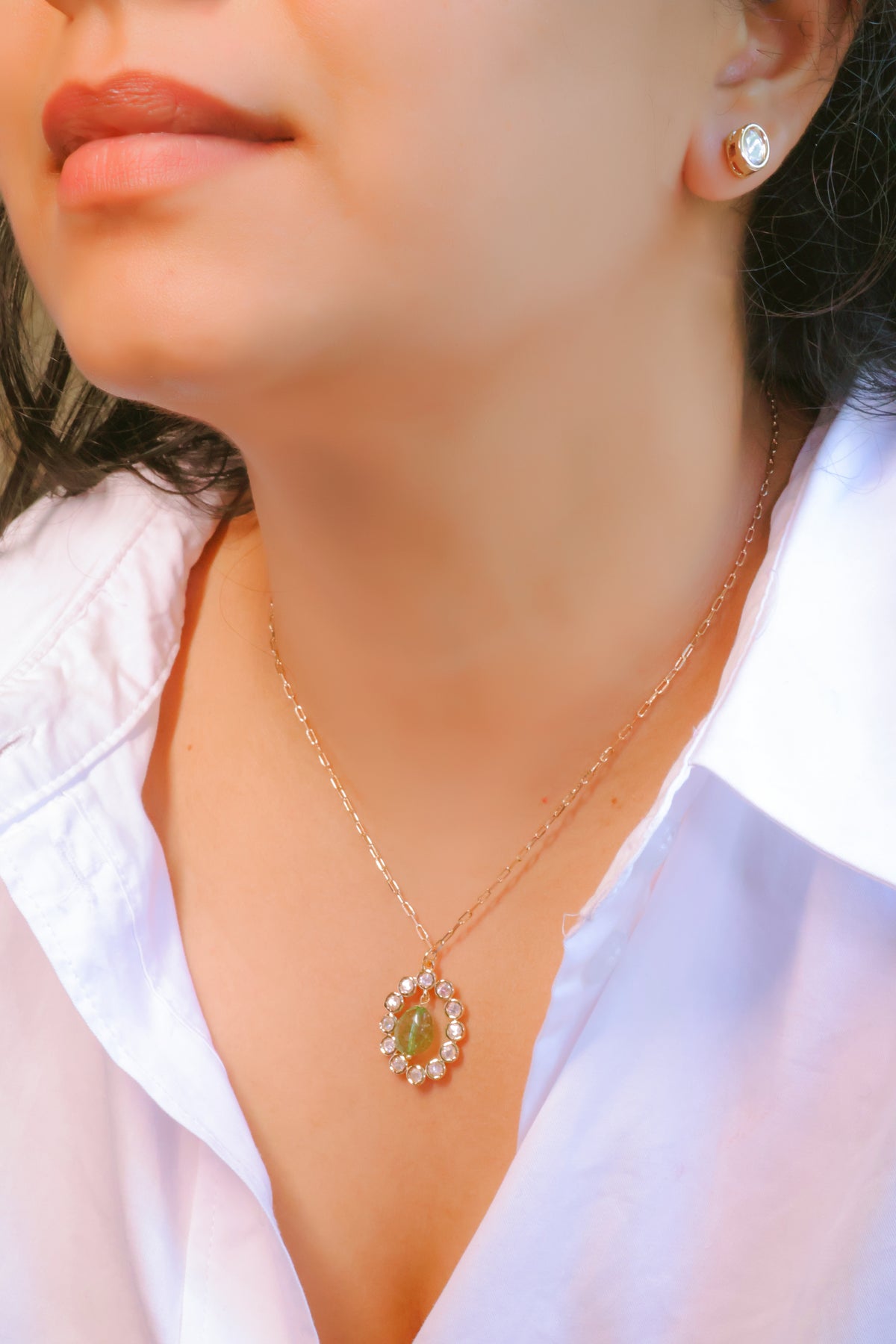 Mossainite Pendant Necklace set