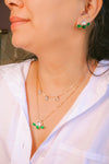 Lotus Motif Double Layer Mossainite Pendant Necklace Set