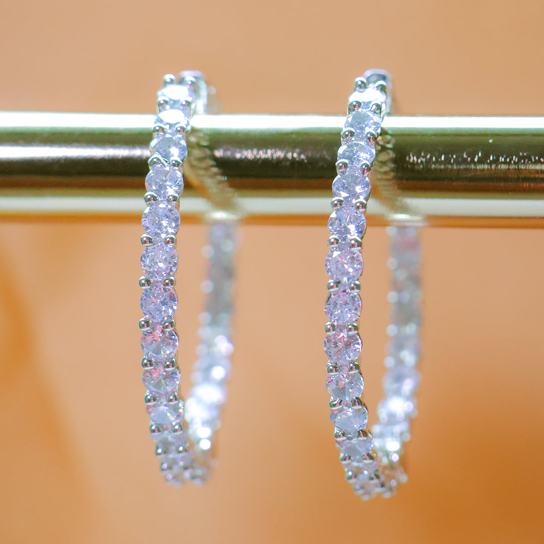 Classic Eternity American Diamond Hoop Earrings