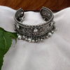 Lotus Motif Oxidised Kada