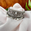 Lotus Motif Oxidised Kada