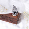 Lord Krishna Flute Design Oxidized Silver Adjustable Ring
