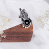 Lord Krishna Flute Design Oxidized Silver Adjustable Ring